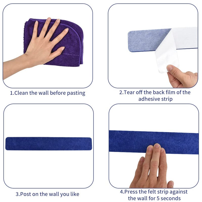 Vuzvuv 8 pcs Bulletin Board Bar Strips with 50 Pushpins & 10 Wooden Clip pins - Image 3